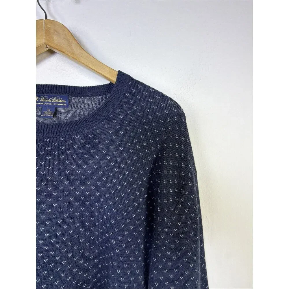 Brooks Brothers mens XL Cotton Cashmere Crewneck Sweater navy quiet luxury